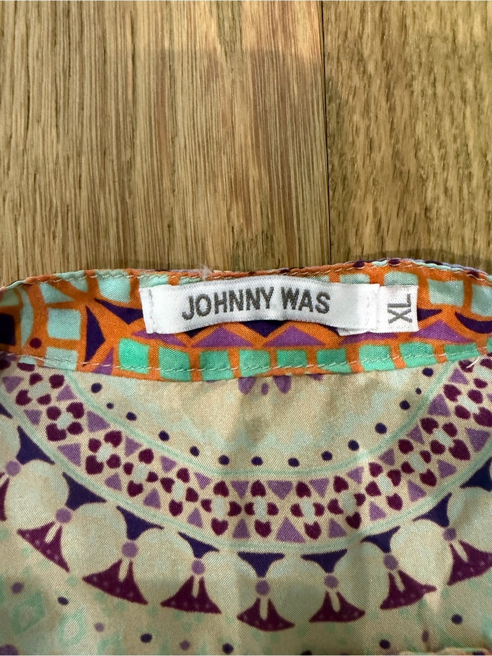 🌸 Johnny Was Britta Silk Mosaic Tile Maxi Dress XL - Picture 3 of 13